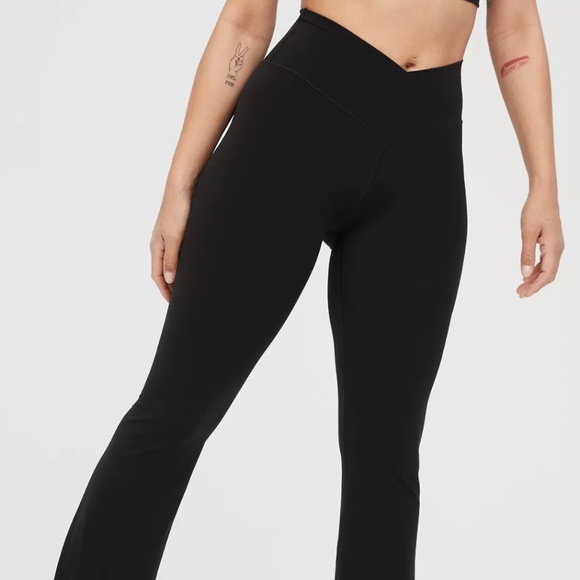 aerie Pants - Black Offline High Waisted Flare Leggings by Aerie